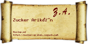 Zucker Arikán névjegykártya